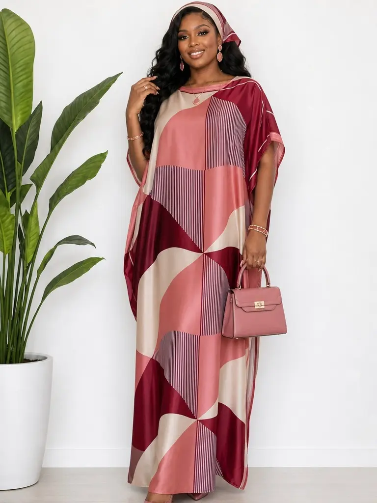 Women's Floral Print Beach Cover Up & Scarf Set, Casual Long Wrap Robe with Sun-Protective Breathable Fabric, All Seasons Vacation Wear, Moo Moo, Sun Shield