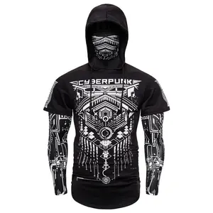 Men's fitness cyberpunk ninja hooded sweater W/ mask