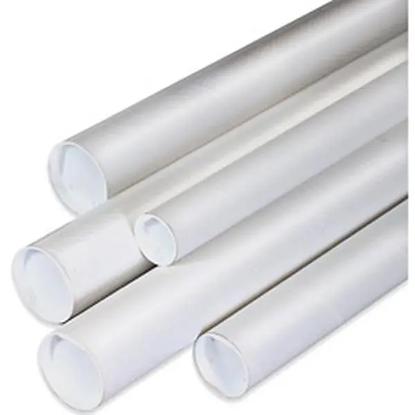 Box Partners P3018W 3 in. x 18 in. White 3-Ply Spiral Wound Mailing Tubes with End Caps, Reusable, Holds Contents Secure - Pack of 24, No, Storing