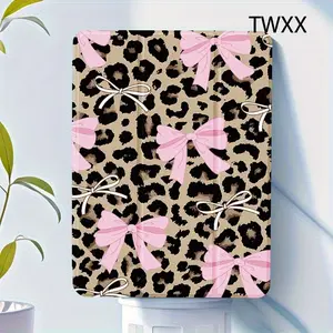 Case for iPad with Leopard Print & Pink Bows Design, Anti-Drop TPU Soft Cover, Foldable Multi-Angle Stand, Lightweight Durable Protective Case for iPad Mini 4/6, Pro 10.9/11, Air 5, 10th/20th/2024 Gen
