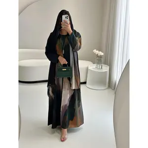 Muslim Printed Open-Front Long Robe 8372