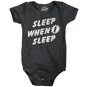 Sleep When I Sleep Baby Bodysuit Funny Sarcastic Graphic Novelty Jumper for Infants Funny Baby Onesies Funny Sarcastic Onesie Novelty Onesie Black -