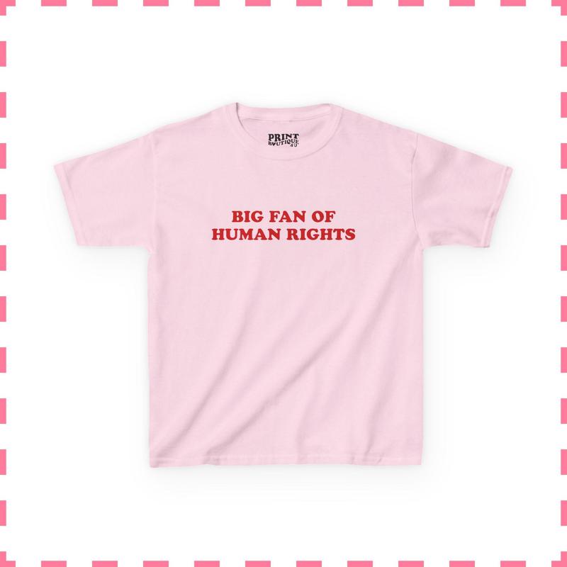 [Sale Up To 50%] Big Fan Of Human Rights Baby Tee, Y2K Retro Cropped Top Equality Shirt, Women's Social Justice Top, Political Protest Shirt, Activist Gift, Gift for Her