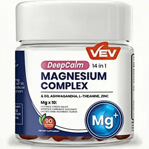 Limited time sale! VEV Deep Calm Magnesium Complex 14-in-1 Gummies – with D3, Ashwagandha, L-theanine, Zinc – No Added Sugar Vegan Glycinate Gummies – Magnesium Complex for Women and Men, – 90 Count (Pack of 1) , boost immunity Edible Natural