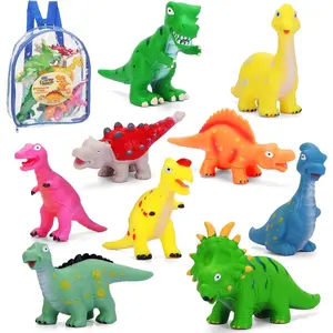Dinosaur Toys for Toddlers 1-3: 9pcs Soft Rubber Dinosaur Toys for Kids 2-4 with Carrying Backpack - Educational Colorful Dinosaurs for Kids' Imaginative Play