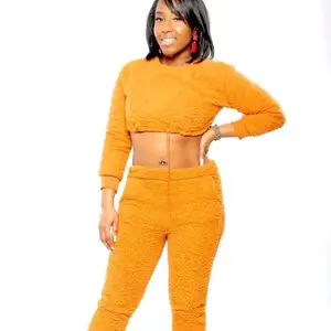 Teddy crump two piece pants suit Casual Comfort Crop Top Bear