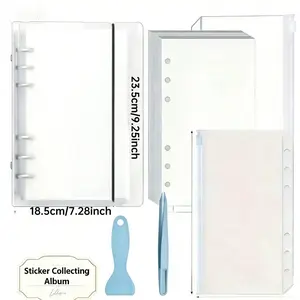 Reusable Sticker Collection Book Set, Includes Sticker Album, Blank Sticker Book, Tweezers, Spatula, Zip Pockets, 40 Liner Sheets