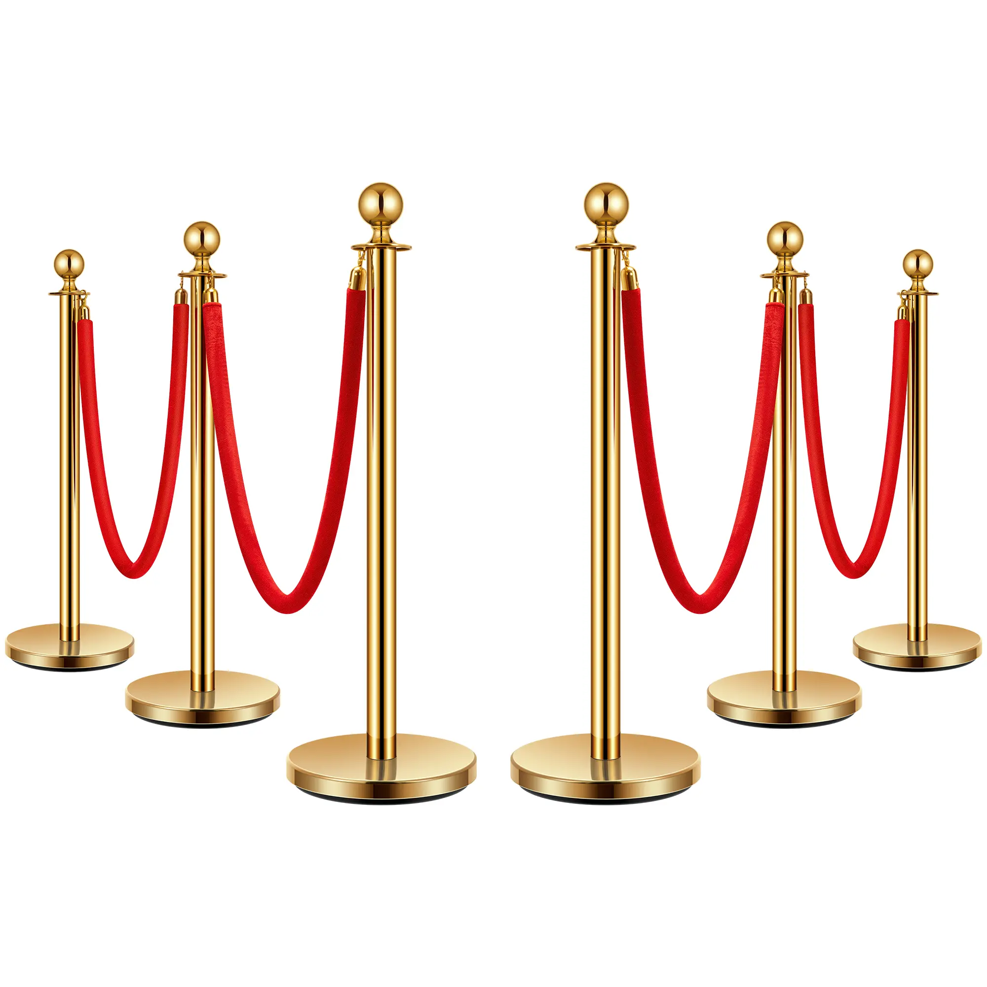 VIVOHOME Stainless Steel Stanchion Post Queue Pole with Velvet Ropes, Crowd Control Barriers with Fillable Base for High-end Venues, Museums, Party Supplies