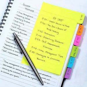 1Pc Divider Sticky Notes, Tabbed Self-Stick Lined Note Pad, 60 Ruled Notes, Assorted Neon Colors Index Sticky Notes, Adhesive Tabs, Sticky Labels