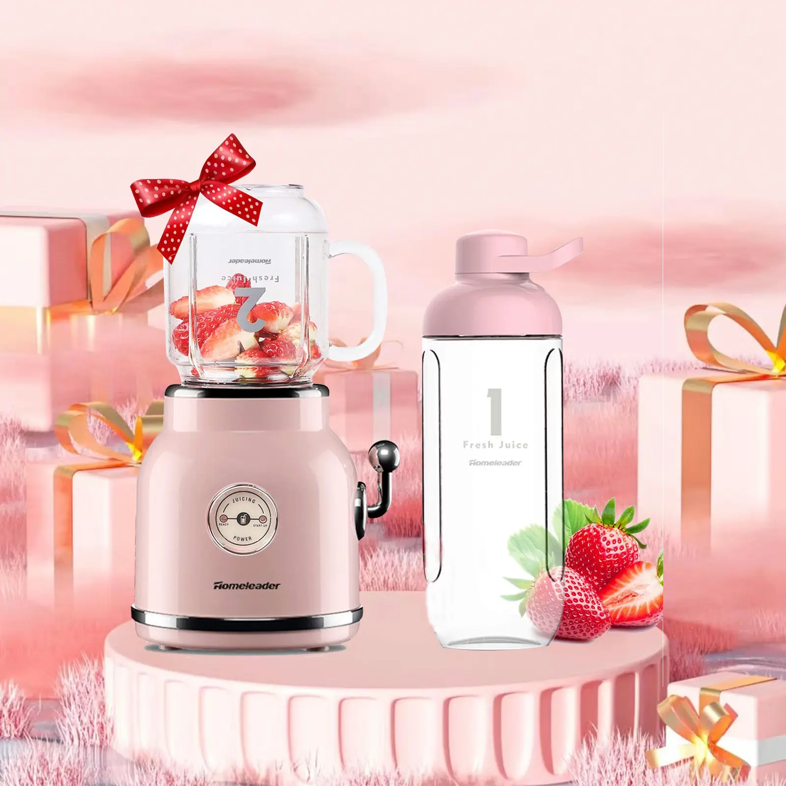 Smoothie Blender, Homeleader Personal Blender for Shakes and Smoothies, Portable Blender with 6 Sharp Blades, 21oz Travel Cup and Lids