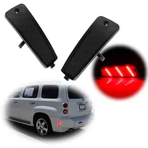 2PCS Smoked Lens Red LED Rear Bumper Parking Side Marker Lamps For Chevrolet HHR 2006 2007 2008 2009 2010 2011 Replace OEM 20890411; GM2860109