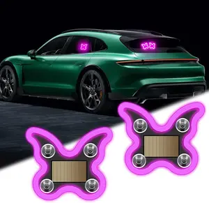 Solar Powered LED butterfly  Shape C-Pillar Neon Light Eco-Friendly Wireless Car Interior Decor 95mm x 80mm x 15mm Modern Stylish Design(1PC)