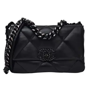 Pre-owned CHANEL lambskin Crossbody Bags So Black Quilted Small 19 Flap