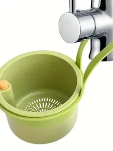 Kitchen Sink Hanging Drain Basket, Multi-Function Tool, Press-And-Tilt Design, Self-Cleaning, Ideal for Corner Sinks, Effective Waste Filtration