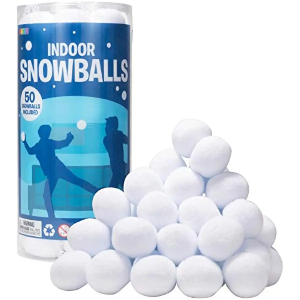 2.8" Indoor Snowball (50 Pack) for Kids Snowball Fight, Fake Snowballs Toy Snowballs for Throwing Snowball Game of Fight, Artificial Snowballs for Adults & Kids