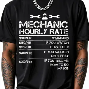 100% Cotton Mechanic Hourly Rate Chart T-Shirt Women Men Outdoor Casual Short Sleeve Comfortable And Versatile