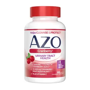 AZO Cranberry Urinary Tract Health Supplement, Sugar Free Cranberry Pills, Non-GMO 100 Softgels Edible Fitness Edible Fitness Dietary Healthcare
