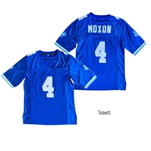 Men's Varsity Moxon #4 Football Jerseys West Canaan Coyotes Blues Blue Color