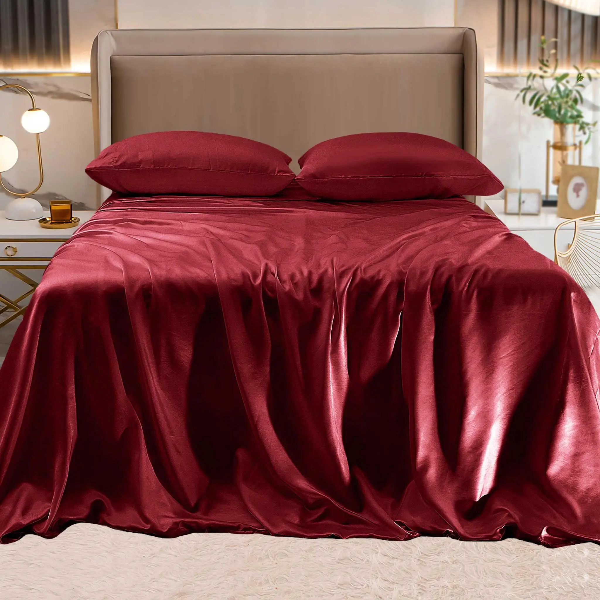 Elegant Comfort Fine 4-Piece Silky Satin Sheet Set, Moody Shades