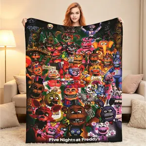Cute Five Nights At Freddy's Blanket for Boys & Girls, Plush Fleece Flannel Throw, Soft Warm Lightweight Cartoon Bedding Blanket, Cozy for Winter, Christmas & Birthday Gift adult children's blankets