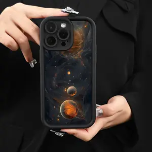 A Cool Cosmic Space Planet Arrangement Pattern Frosted Anti-fall Phone Case, Suitable for iPhone 17 Air/16 Plus/15 Pro Max/14 Pro/13/12/11/XS Max/X Phone Case, Suitable for Gifts to Family, Friends, Lovers, Boyfriends and Girlfriends, Best Choice TY410