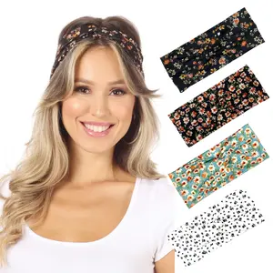 SWEETKIE Twist Front Headbands - Cute Head Wraps Perfect for Yoga, Workouts, Daywear, Happy Hour - Fashion Accessory for Women, Girls, Teens