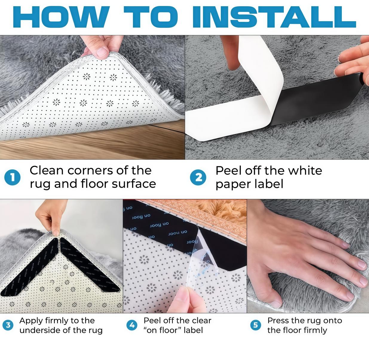 Non-slip Rug Pad Gripper, 12 Counts/setChristmas DecorReusable & Washable RugTape for Floors & Tiles, AreaRugPad Gripper, Floor Mat Gripper, HouseholdCarpetAccessories, Christmas GiftsChristmas Decorations, RoomEssentials,Floor Grippers subway tile