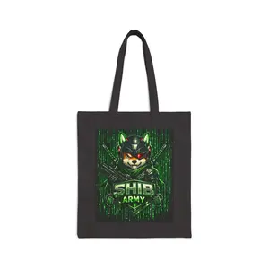 Shib Army Tote Bag - Matrix Code Rain Cyber Shiba Inu Canvas Tote