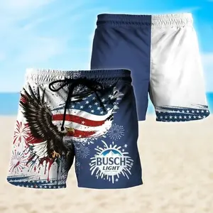 Busch Eagle of Freedom Swim Trunks – Patriotic Summer Beach Shorts, Lightweight Quick Dry Pool Swimwear, American Inspired Vacation Beachwear for Men