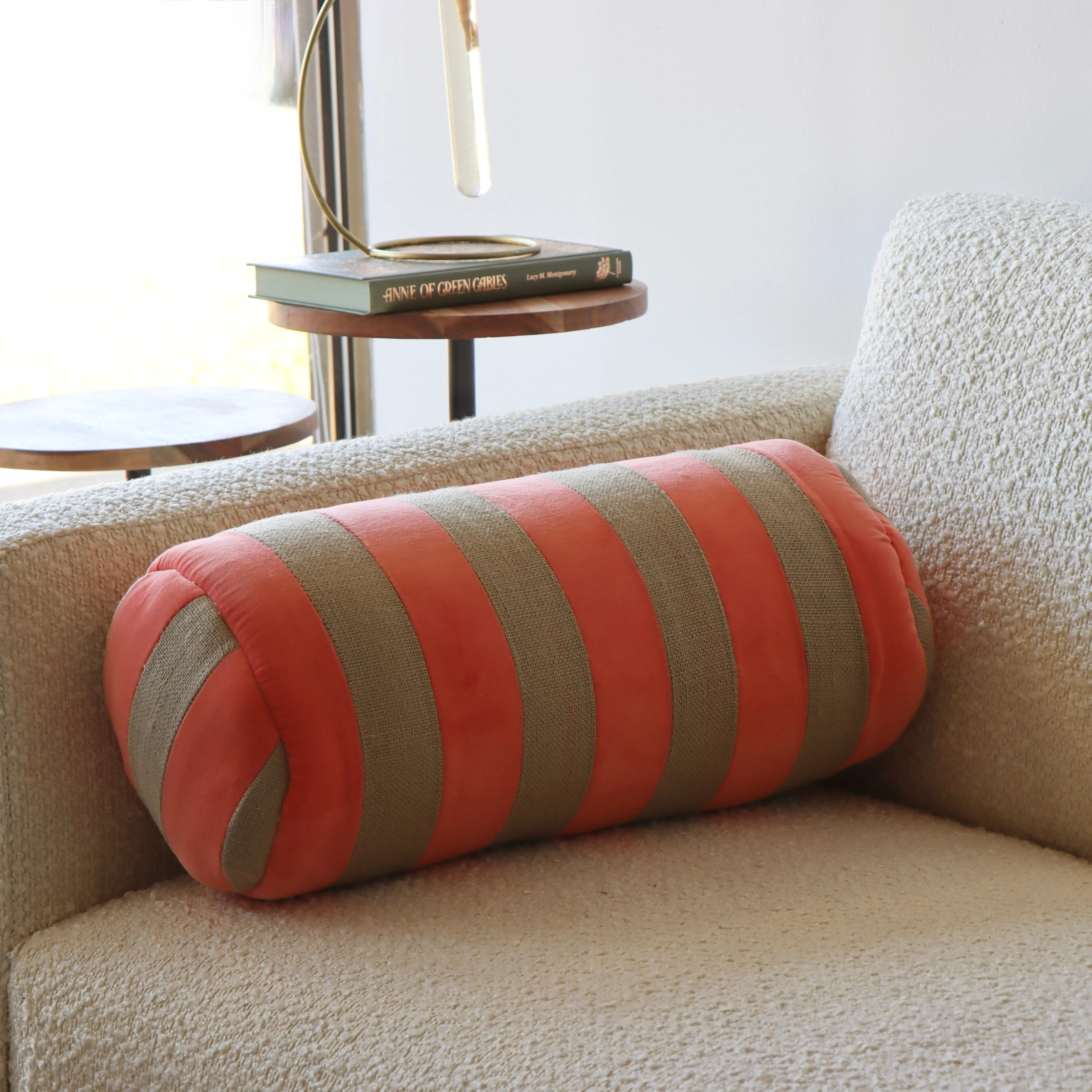 Coral Sands Striped Bolster Pillow