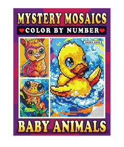 Mystery Mosaics Color By Number Baby Animals: Pixel Puzzles & Color Quests for Adults to Unlock Adorable Cuddly Cubs & Furry Friends