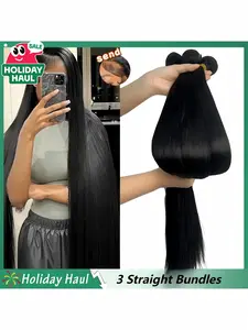 12A Brazilian Straight Bundles Human Hair (20 22 24 Inch) 100% Unprocessed Straight Human Hair Quick Weave Hair 3 Bundles Thick Remy Virgin Hair Extensions Natural Color Real Hair Extensions