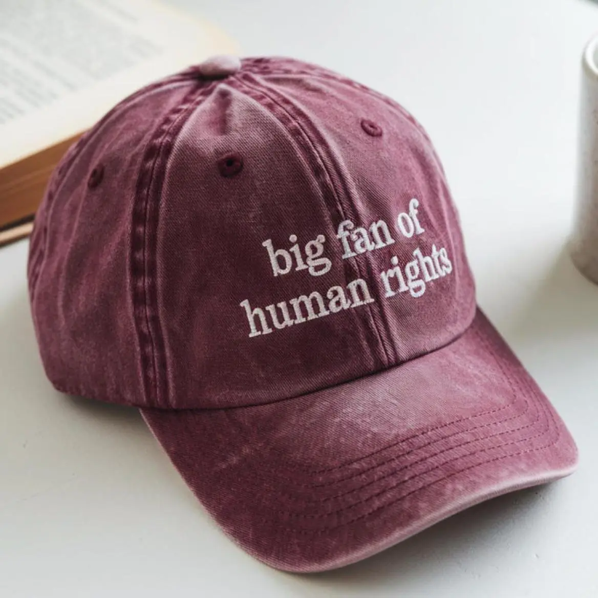 [Made-To-Order] Human Rights Embroidered Wash Cap, Activist Protest Hat