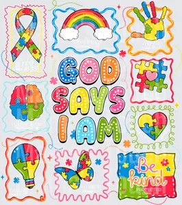 Autism Awareness God Says - DTF Transfers - Direct to Film Transfer - THIS IS NOT A T-Shirt or Digital product