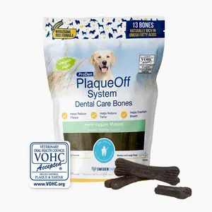 ProDen PlaqueOff Dental Care Bones - Vegan Mint Fusion, 13-Count Package, Supports Oral Health, Made with 100% Natural Kelp, 325g