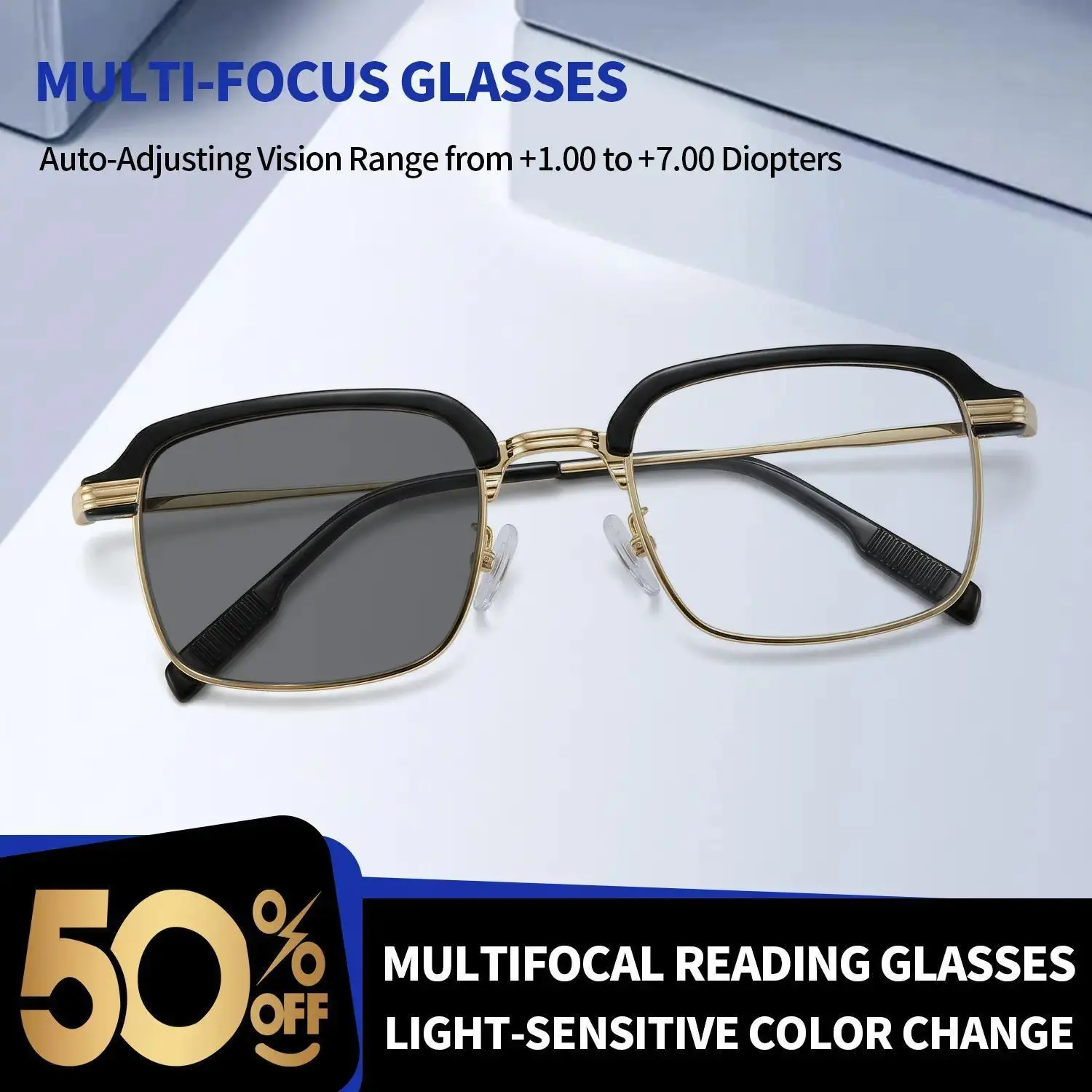 YJ-D-Progressive Reading Glasses-Anti-Blue Light, UV Protection | Perfect for Work, Travel & Everyday Comfort
