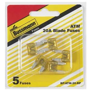 Cooper Bussmann BP-ATM-20-RP 5 Pack 20A Auto Fuse - Yellow Cooper Bussmann BP-ATM-20-RP 5 Pack 20A Auto Fuse - Yellow