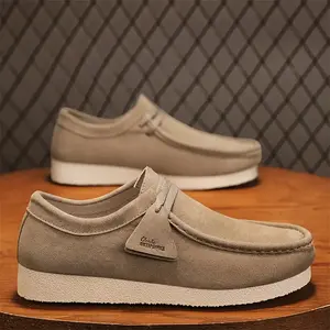 Brand Bdhjydb Men's Thick-Soled Slip-On Loafers- All-Season Shoes with Cushioned PVC Soles, PU Upper and Low-Cut Design(Gray/Beige)- Suitable for Casual and Formal Occasions, Easy to Wear and Take Off with Round Toe Design, Suitable for Office and Semi-Fo