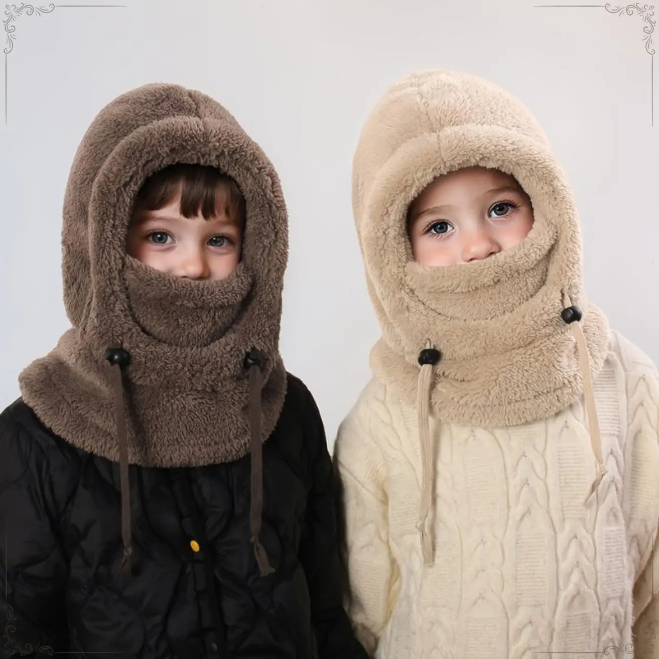 Kids Winter Fleece Hats,Child Balaclava Ski Mask Windproof Warm Adjustable with Fleece Lining Hat for Boys Girls