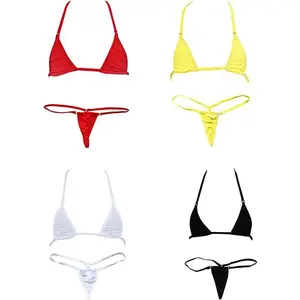 Sexy Woman -Bikini Small Top and Sexy G-String Set-Tie Side Thong Bikini Small Top Mini Micro Bottom