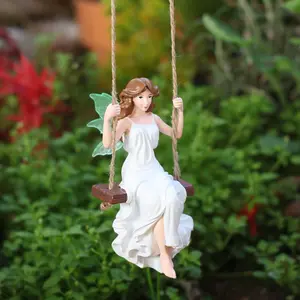 Flower Skirt Swing Fairy Ornament, Creative Garden Decoration Hanging Piece, Home Balcony Decor Resin Craft, Outdoor Yard Art