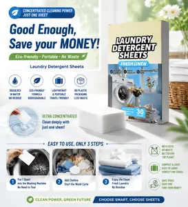 <Limited Time Sale!>  Save the Earth With This Zero Waste Eco-Detergent Laundry Sheets, Laundry Detergent Sheets - 30 Count, Fresh Linen Scent, Eco-Friendly & Hypoallergenic