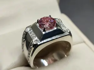 2 Carat Diamond Cut Pink Moissanite Diamond Sterling Silver 925 Handmade Women Channel Set Ring Engagement Ring