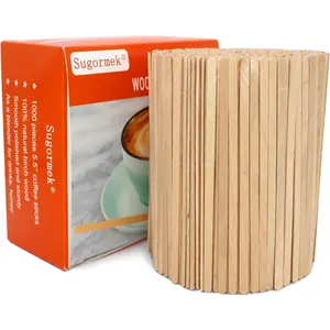 1000PCS 5.5 IN Wooden Coffee Stirrers A+Level Smooth Rounded Edges Disposable Coffee Stir Stick for Coffee Cocktail Coffee Bar Accessories DIY Craft Design