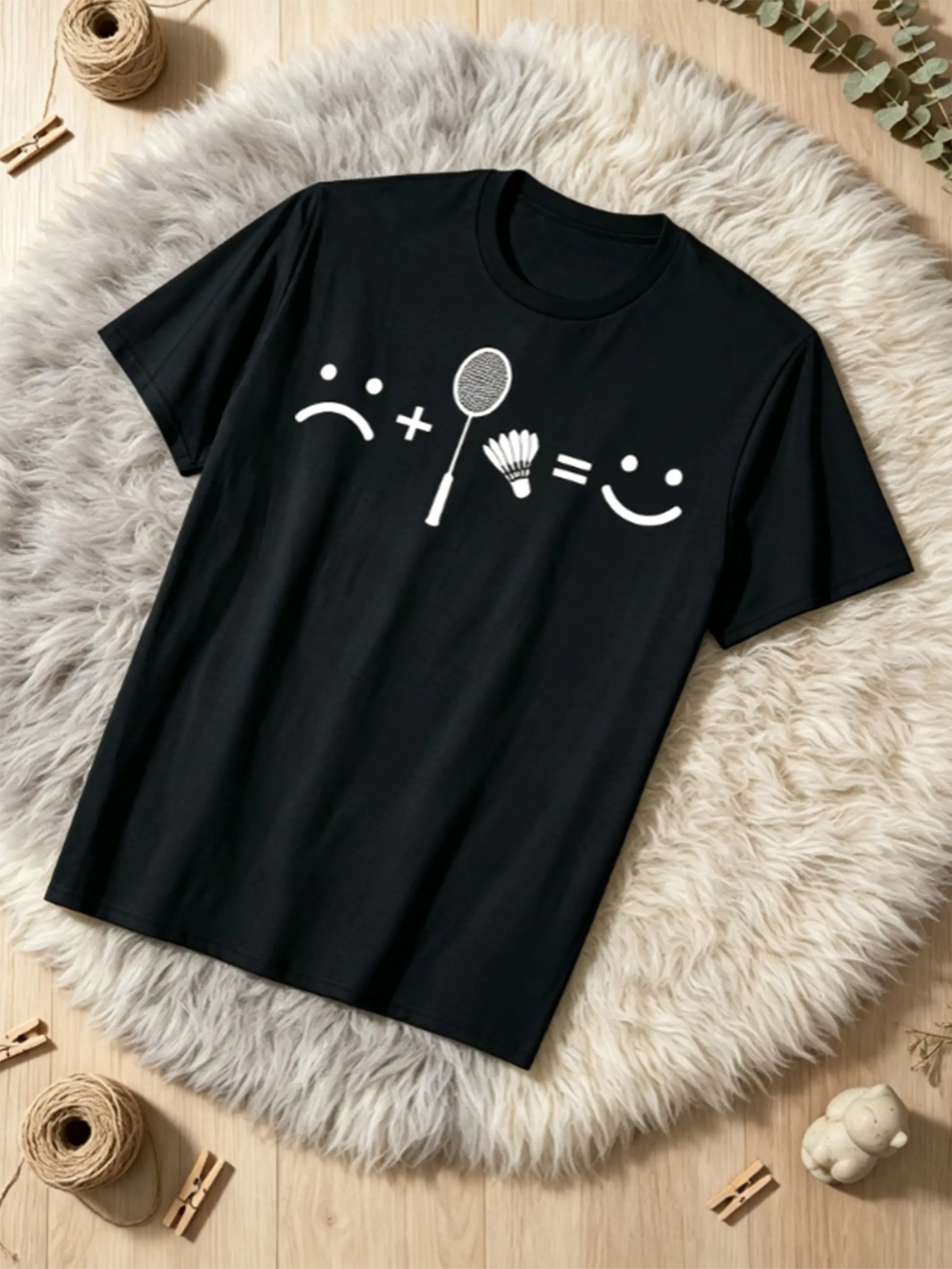 Badminton Love Happy Team Player Coach T-Shirt Gifts For Men Women Badminton Lovers Apparel Casual Sportswear Cotton Funny Badminton Tee Gift For Coach Player