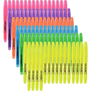 100 pack color highlighter, transparent visible fluorescent pen shell, wide chisel point mark, fluorescent pen for school and office