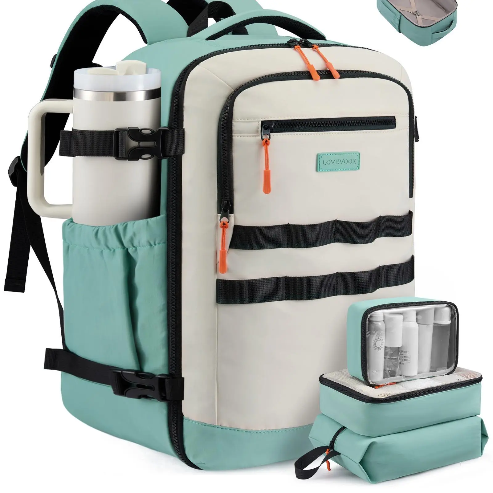 LOVEVOOK 40L&50L Travel Backpack for Women & Men, TSA Approved Carry On Backpack with 3 Packing Cubes, Waterproof Personal Item Bag Fits 17" Laptop, Weekender Essentials Overnight Backpack for Trip