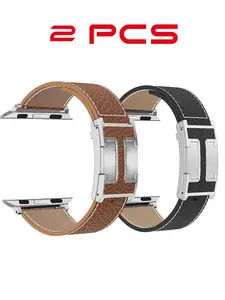 Leather Magnetic Snap Set, Smart Watch Strap, Compatible with Switch Needle Earrings, Suitable for Both Apple and Android Devices, 22mm, Watch Not Included