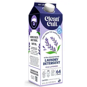 Concentrated Liquid Laundry Detergent Soap, 64 loads (32 oz), Long Lasting Scent, 90% Less, No Harsh Chemicals, Wild Lavender, Defeats Stains & Odors, HE/Standard Compatible