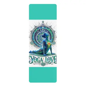Yoga Love Mandala pose Rubber Yoga Mat | Chakra Heart Meditation Mat